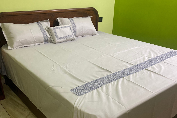 Rubani Embroidered Bedcover - Blue