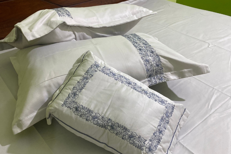 Rubani Embroidered Bedcover - Blue